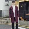Herr ull blandar hösten lång kappa män koreansk mode smal enstaka bröstkrok manlig high street casual ytterkläder plus storlek t220810