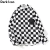 Dark Icon Interesting Print Plaid Mens Shirts Autumn Oversize Long Sleeved Checkered Streetwear Hipster 220324