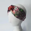 Designer Silk Cross Pannband Dam Elastiska Hårband Retro Turban Huvudinpackningar Dam Blommor Hummingbird Orchid G227084F