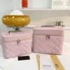 2022 Multi Colors Fashion Quilted Caviar Medium Small Tow Piece Cosmetic Case Set Double Zipper Hand Bag Women Lady Mekeup Pouch B313Y