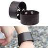 Vintage Single Layer Leather Wide Wristband Adjustable Cuff Bangles for Men Women Bracelets Jewelry Gifts