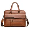 Hommes porte-documents sac haute qualité marque d'affaires PU cuir épaule Messenger sacs bureau sac à main 14 pouces pochette d'ordinateur 220813