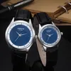 SMEETO lederen riem parenhorloge Eenvoudig mode heren- en dameshorloges kwartsblauw glas polshorloge