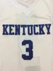 XFLSP Męskie # 3 Tyler Ulis Kentucky Wildcats White Bule Retro Thrackback Koszykówka Jersey zszył dowolną liczbę i nazwę