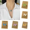 Fashion Butterfly Necklace for Women Korean Vintage Colorful Pendant Gold Color Chain Necklace Jewelry Cardboard Gift