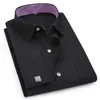 Vestido masculino camisa masculina masculina punhos franceses mangas compridas Mangas compridas azuis azuis amarelos de lapela masculina camisa de casamento em festa de casamento