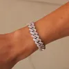 Länkarmband kedja 13mm fyrkantiga miami kubanska armband isade ut rosa kubiska zirkoniumsmycken män lyxbox lås droppe raym22