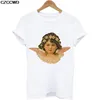 Bonito anjo bebê coreano t camisa camisetas roupas femininas oversized fiorucci carta impressão diversão harajuku o-pescoço solto