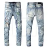 2022 Новые мужские расстроенные разорванные байкерские джинсы Slim Fit Motorcycle Biker Denim для мужчин модные хип -хоп джинсы хорошего качества