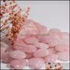 Pierre perles en vrac bijoux ornements en cristal rose naturel sculpté 30X12Mm coeur Chakra Reiki guérison Quartz minéral dégringolé Gemsto Dhmok