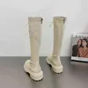 2022 Winter Women Knight Bots Flats Obcina Up Ladies Kolan-Knee Boots Femal Long Bot Y220817
