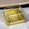 Ny produkt 2 färger Box 50Sets Mini Size Clear Plastic Cake Box Muffin Container Food Gift Packaging Wedding Supplies grossist