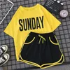Koşmak Günlük Terzini Çalıştırma Yaz Yeni Kadınlar Koreli Versiyon Moda Şortlu Şort İki Set Pembe Kıyafet On Sunday T200603