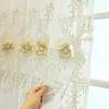 Gordijn drapes luxe 3D reliëf bloemen borduurwerk pure Franse romantische woning decor parels tule voor woonkamer slaapkamer custom #4curtain