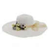 2019 Summer Paper Straw Large Wide Sun Hats Floral Decorate Women Ladies Girls Beach Sunbonnet Foldable Female Topee Sunhat285A