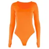 Orange néon body femmes à manches longues moulante Sexy automne hiver Streetwear Club fête tenues décontracté femme vêtements 220801