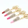Diamond Lipstick Keychain Pendant Party Gift Kreativitet Smycken Läppstift Key Chain Bag Bil Tillbehör Nyckelring
