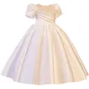 2022 Luxury Ball Gown Backless Flower Girl Dresses For Wedding Jewel Neck Peading Toddler Little Baby Pageant Gowns Tulle Kids Prom Dress