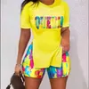 2022 frauen Gedruckt Hosen Set Designer T-shirt Kurzarm Shorts Zwei Stücke Outfits Sportswear Sommer Damen Passenden Sets