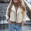 Women winter faux fur coat Female overcoat Lapel patchwork pockets warm fluffy coats Ladies short white jacket coat 201019