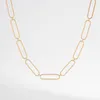 Chains Simple Gold Color Geometric Choker Necklace For Women Exaggeration Long Links Collar Necklaces Statement Jewelry GiftsChains
