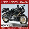 Body Kit für Yamaha gold schwarz FZR250 FZR 250 R RR FZR250R 1986 1987 1988 1989 Karosserie FZR-250 86-89 142No.60 FZRR FZR 250R 250RR FZR-250R FZR250RR 86 87 88 89 Verkleidung