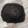 Sostituzione dei capelli umani vergini indiani ondulati da 10 mm legati a mano # 1b toupet pieni di pizzo per uomo nero in America consegna espressa veloce