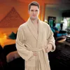 Mäns sömnkläder män badrock bomullshandduk kimono höst tjock varm fleece frerry long mantel el spa mjuk vit bad robemen's