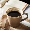 Canecas estilo japonês estilo retrô stoare copo de café pires com colher com colher moderna minimalista caseira de café da manhã singlemugs de leite