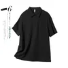 Men's Polos Men 2022 Spring Summer Short Sleeve Knitted Tees Men's Casual Turn Down Collar T-shirt Male Solid Color Loose Shirt A96Men's