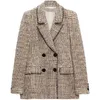 Blazers de designer feminina Blazers Roupa Marinha Marinha de alta qualidade 2022 Mulheres da primavera Moda Tweed Blazer vintage Manga longa de manga comprida fêmea de deco