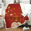 Dekens Merry Christmas Santa Claus Elk Print Throw Deken Festival Decor Bed Sofa Fleece Bedsprei Warme Zachte Wol gewogen