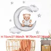 Cartoon Rabbit Moon Stars Adesivi da parete per bambini Decorazione camera da letto per bambini Descali da parete per la camera da letto per bambini Decori Animali Decor 220601