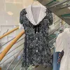 YB2022 Summer New Chiffon Print Dress Salia de resort de boneca francesa