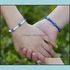 Charm Bracelets Jewelry 2pcs/set Couple Turkish Evil Eye Beads Woven Rope With Gift Card Friendship Handmade String 조정 가능한 드로