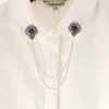 Korean Fashion Crystal Rhinestones Brosch Tassel Chain Lapel Pin Suit Shirt Shirt Collar Wedding Party Brosches Smyckesgåvor