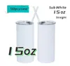 Local Warehouse Sublimation 15oz Skinny Tumblers Double Wall Water Bottle Insulation coffee Mug White Blank Cups A02