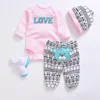 Completi di abbigliamento Vestiti per bambina Vestiti nati per l'inverno Tute per ragazzo dei cartoni animati Pantaloni Calzini con bretelle Set 0-12 mesi Abbigliamento per bambini per bambiniAbbigliamento