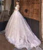 Abito da sposa di lusso A Line 2022 scollo a V in pizzo maniche lunghe in raso Illusion Back Abiti da sposa Robe Mariage Vestidos De Noiva