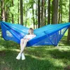 250x120 cm camping hängmatta med myggnät Pop-up Light Portable Outdoor Parachute Hammocks Swing Soving Hammock-Camping Sakers