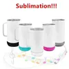 14oz Straight Sublimation Tumblers With Bluetooth Speaker Blank White Double Wall 304 Stainless Steel Insulated Coffee Mug 0729