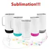 Cambutri di sublimazione dritta da 14 once con altoparlante bluetooth bianco doppia parete bianca 304 tazza da caffè isolata in acciaio inossidabile 0729