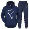 Tracksuits voor heren merk heren tracksuit mode sportkleding set cross love printed hoodies broek 2 -delige sets sweatshirts casual joggers su