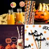 25pcs Halloween Party Straws Skull Bat Skull Straudos de gorros de gorros de goreira de gola de chaleira Decoração de barra de férias em casa