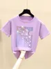 Pink Summer T shirt Women Tops White Tshirt Women Korean Clothes Short Sleeve Casual Purple Sequins Diamond Tee shirt Femme 220608