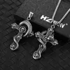 Anhänger Halsketten Silber Edelstahl Herren Gothic Punk Totenkopf Kreuz Vintage Drachen Wickelhalskette Charm Schmuck Geschenk ZubehörAnhänger