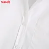 Tangada women basic solid white shirts long sleeve solid elegant office ladies work wear blouses 6Z01 220407