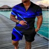 Men's Tracksuits Summer Men's Activewear Short Sleeve Zip Shirt Shorts Set Comfortable Casual Streetwear 2 Piece SetMen's Men'sMen's