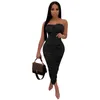 Plus Size Dresses Gx5022 Wholesale 2022 Solid Color Tube Top Long Dress Women Sexy Bodycon Fashion Clothing For WomenPlus