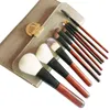 Outils de maquillage 10pcs Pinceaux à cheveux de chèvre Set Fondation Poudre Bulsh Fard à paupières Eyeliner Lèvre Maquillage Brosse Cosmétique avec étui Holder220422